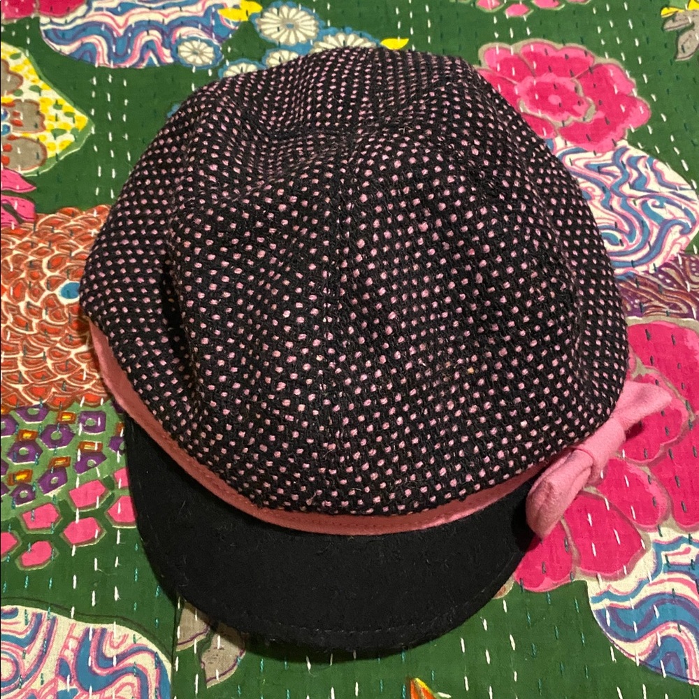 Goorin O/S cabbie cap shirt brim pink dots w/ bow - Picture 4 of 6